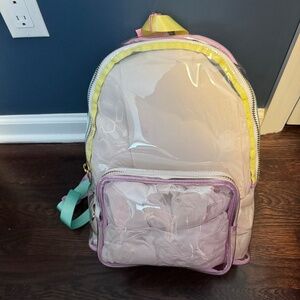 Stoney Clover Lane clear knapsack brand new with tags and stuffing!